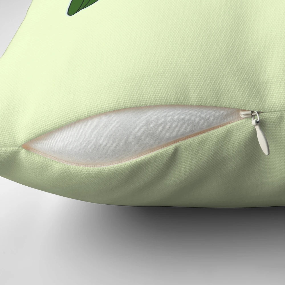 Decorative throw pillow featuring whimsical doodle illustrations of a black headed caique parrot.