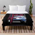 Plush Blanket featuring a stylish drift car in a vibrant Japanese inspired design
