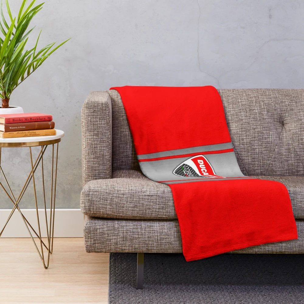 Ducati-inspired plush blanket with racing graphics