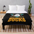 Vibrant duck graphic design plush blanket for hockey enthusiasts