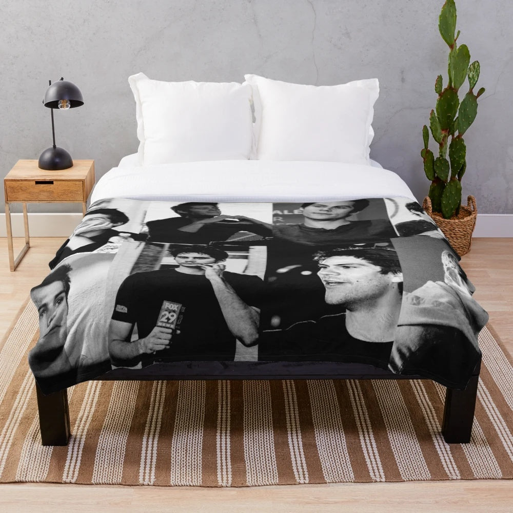 Dylan O'Brien Plush Blanket with Collage Design