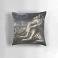 Plush pillow featuring a white wolf in a melancholy, sitting pose against a dark background - an emo-inspired meme design