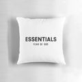 Essential black font decorative pillow with a sleek, modern design