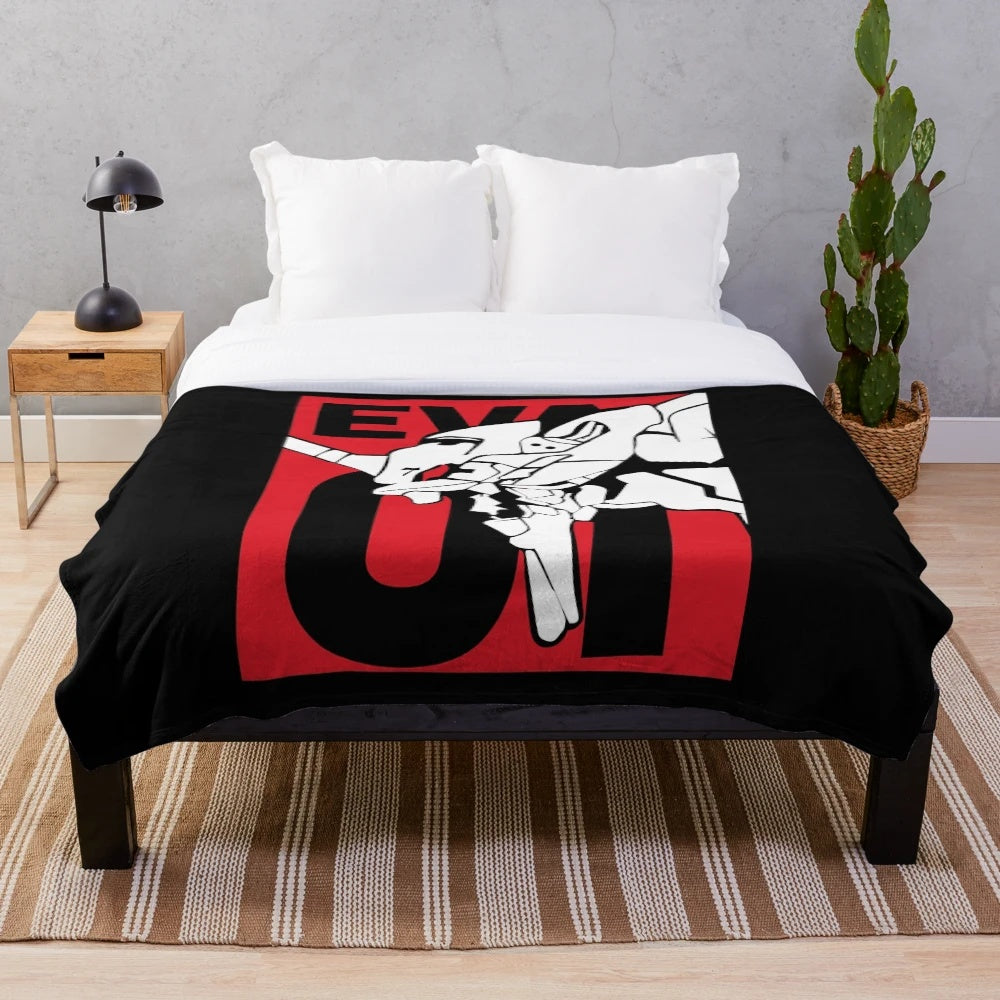 EVA-01 inspired plush blanket for anime fans