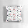 Decorative pillow featuring an eye chart pattern in red and black, designed for eye doctors, ophthalmologists, and opticians.
