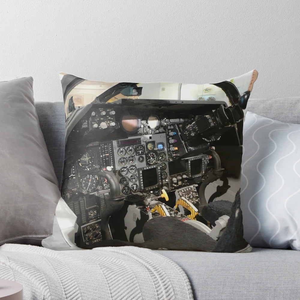 F-111 aircraft-inspired office pillow with cockpit design