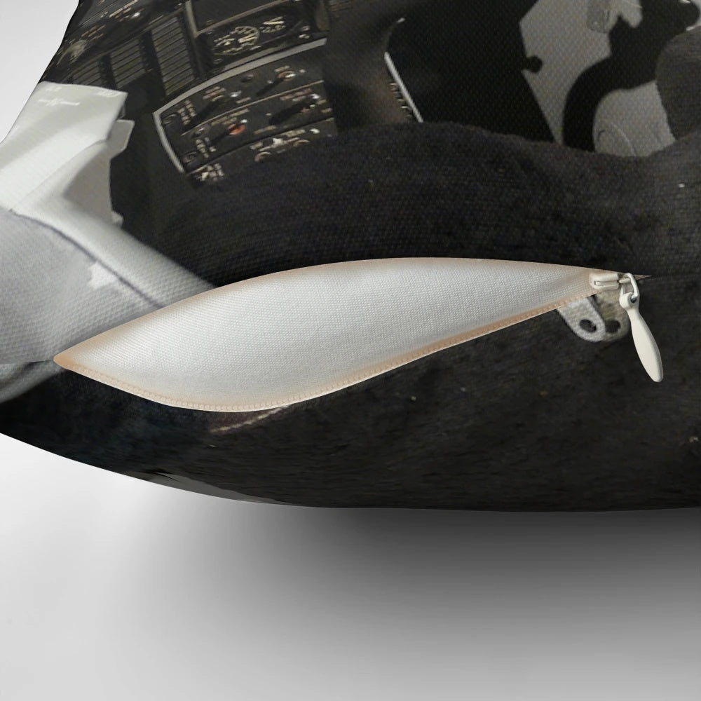 F-111 aircraft-inspired office pillow with cockpit design