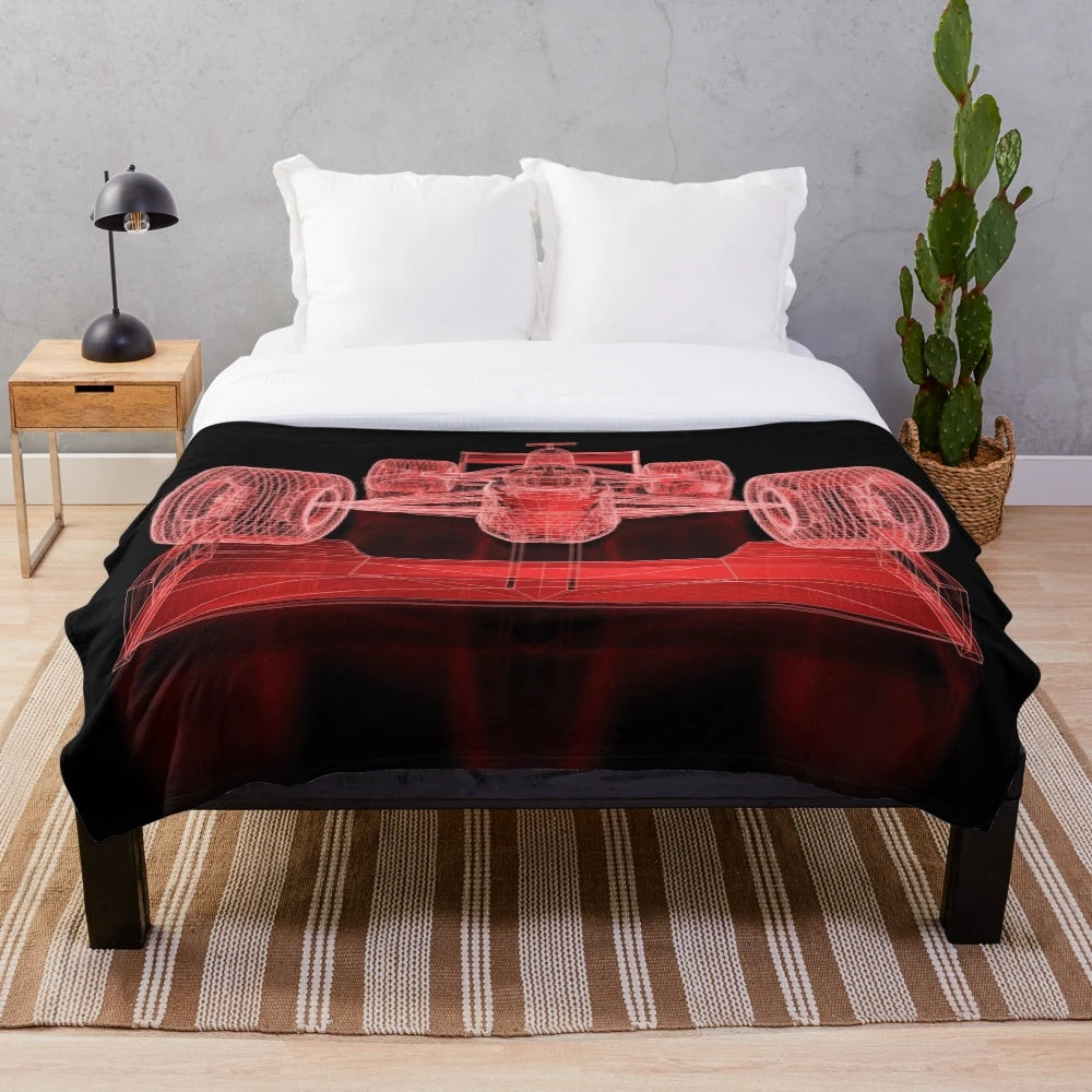 F1 racing car blueprint plush blanket