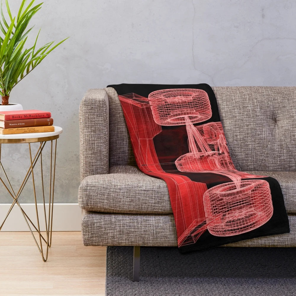 F1 racing car blueprint plush blanket