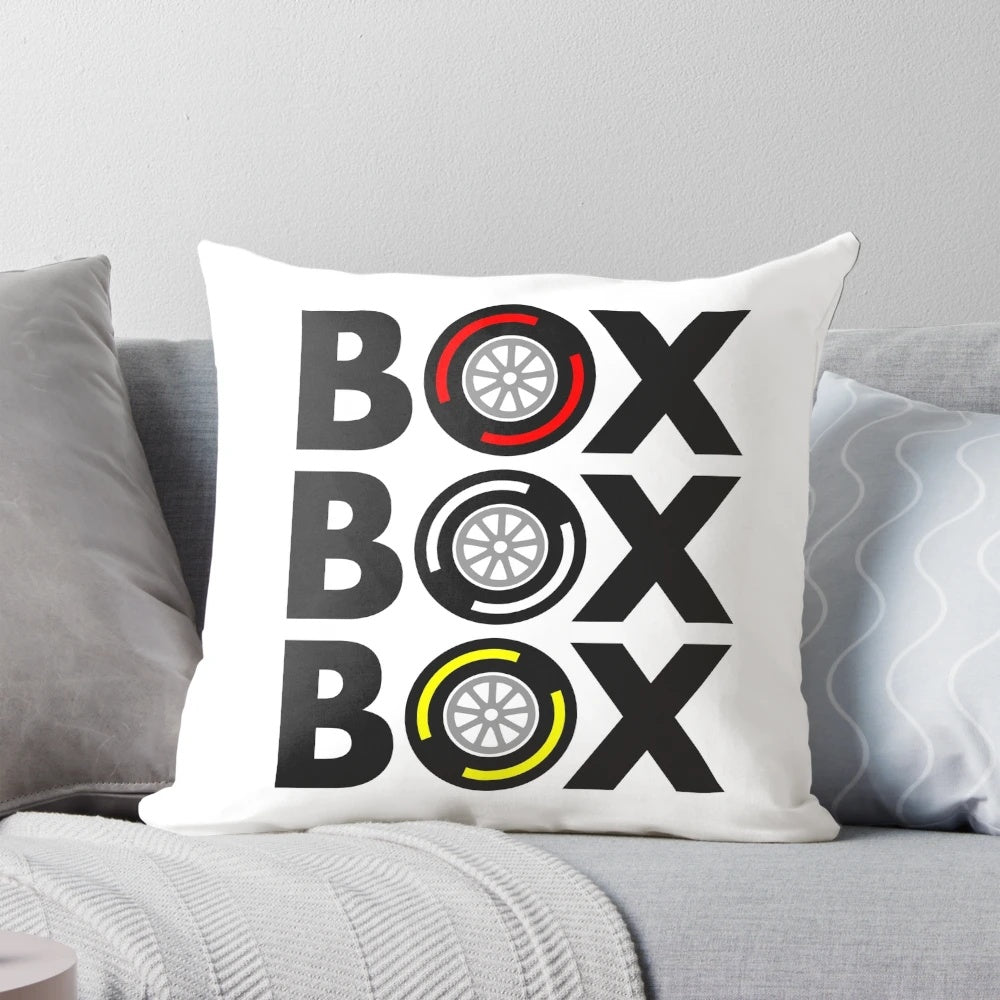 Throw pillow featuring a vibrant formula 1 tire compound design
