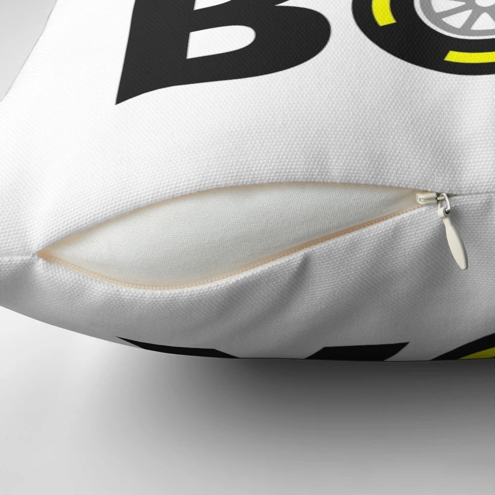 Throw pillow featuring a vibrant formula 1 tire compound design