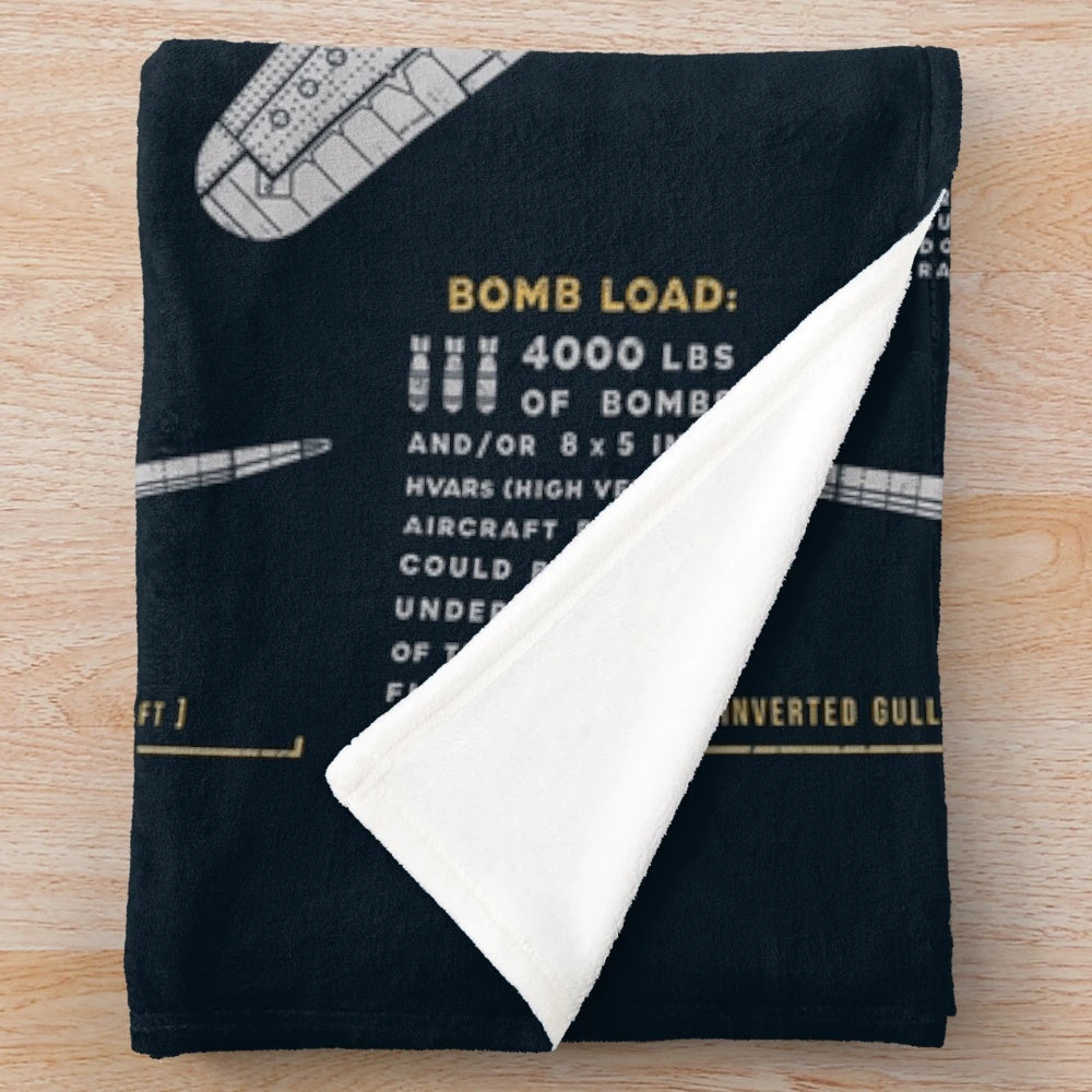 F4U Corsair inspired plush blanket featuring the iconic fighter plane design