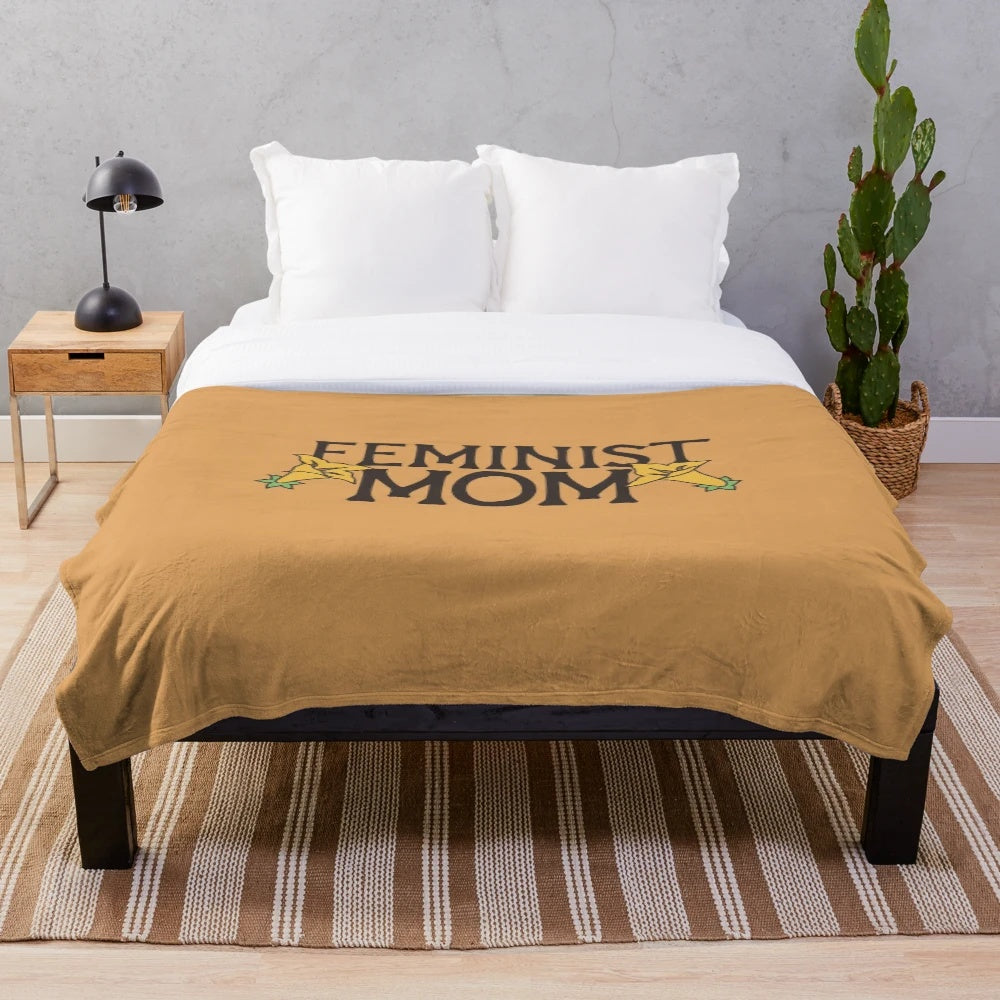 Feminist mom plush blanket with retro and trendy design