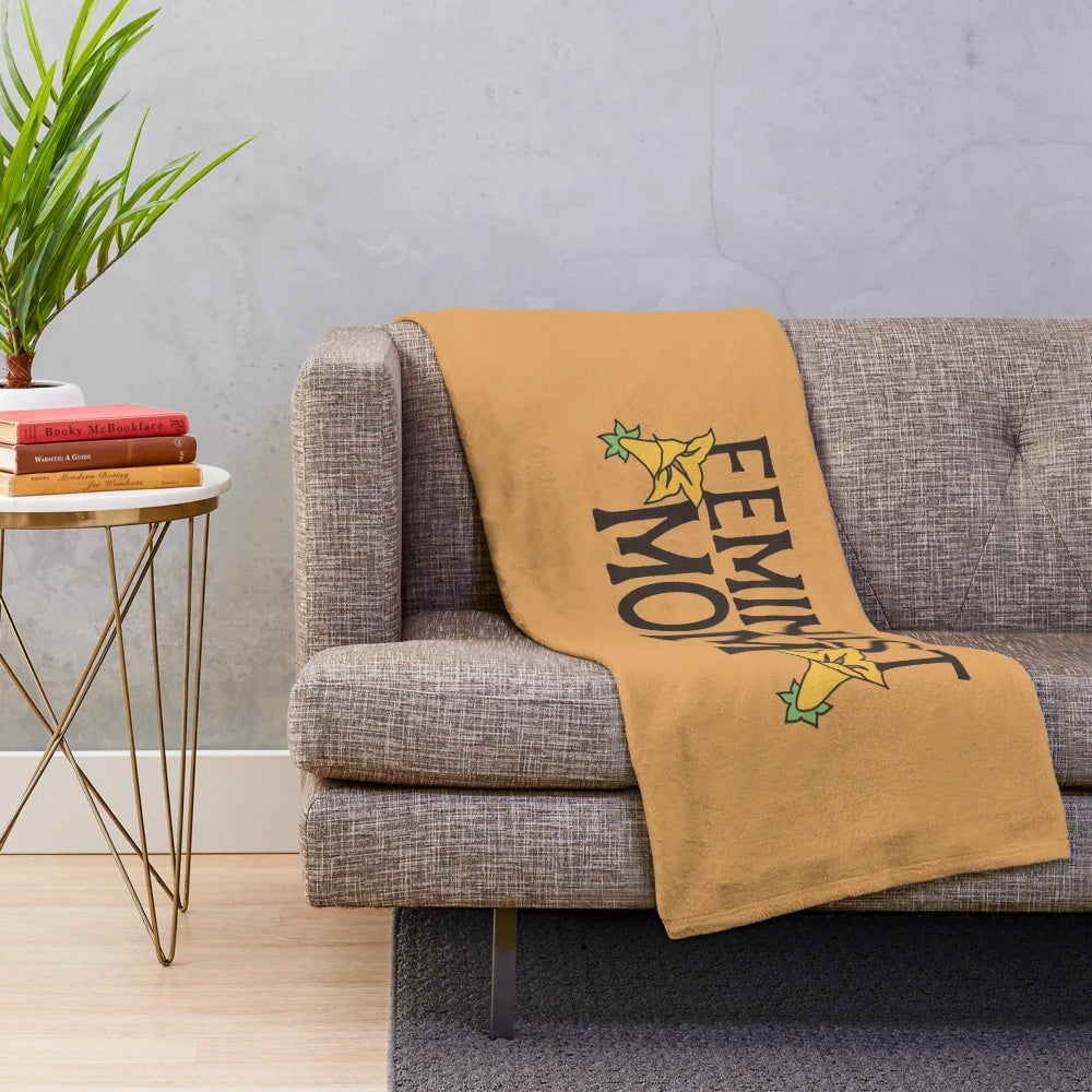 Feminist mom plush blanket with retro and trendy design