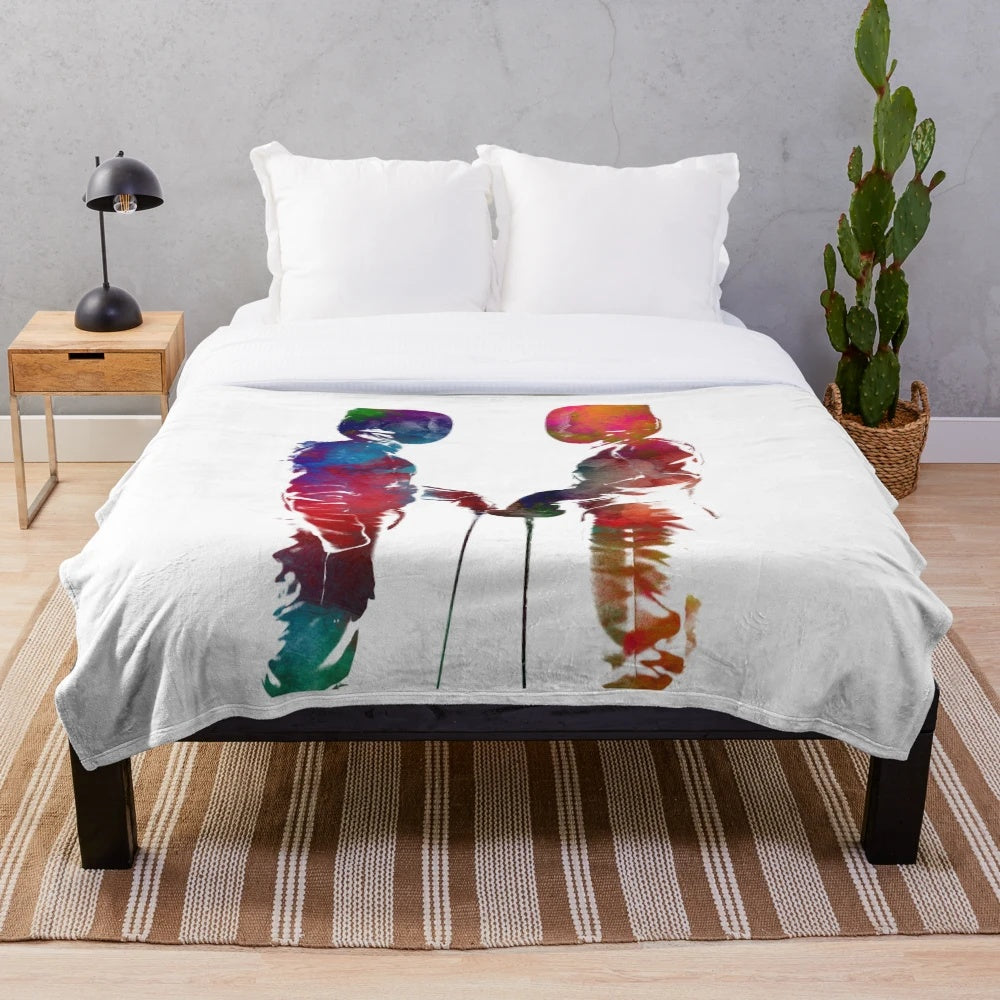 Plush blanket with a fencing sport art design