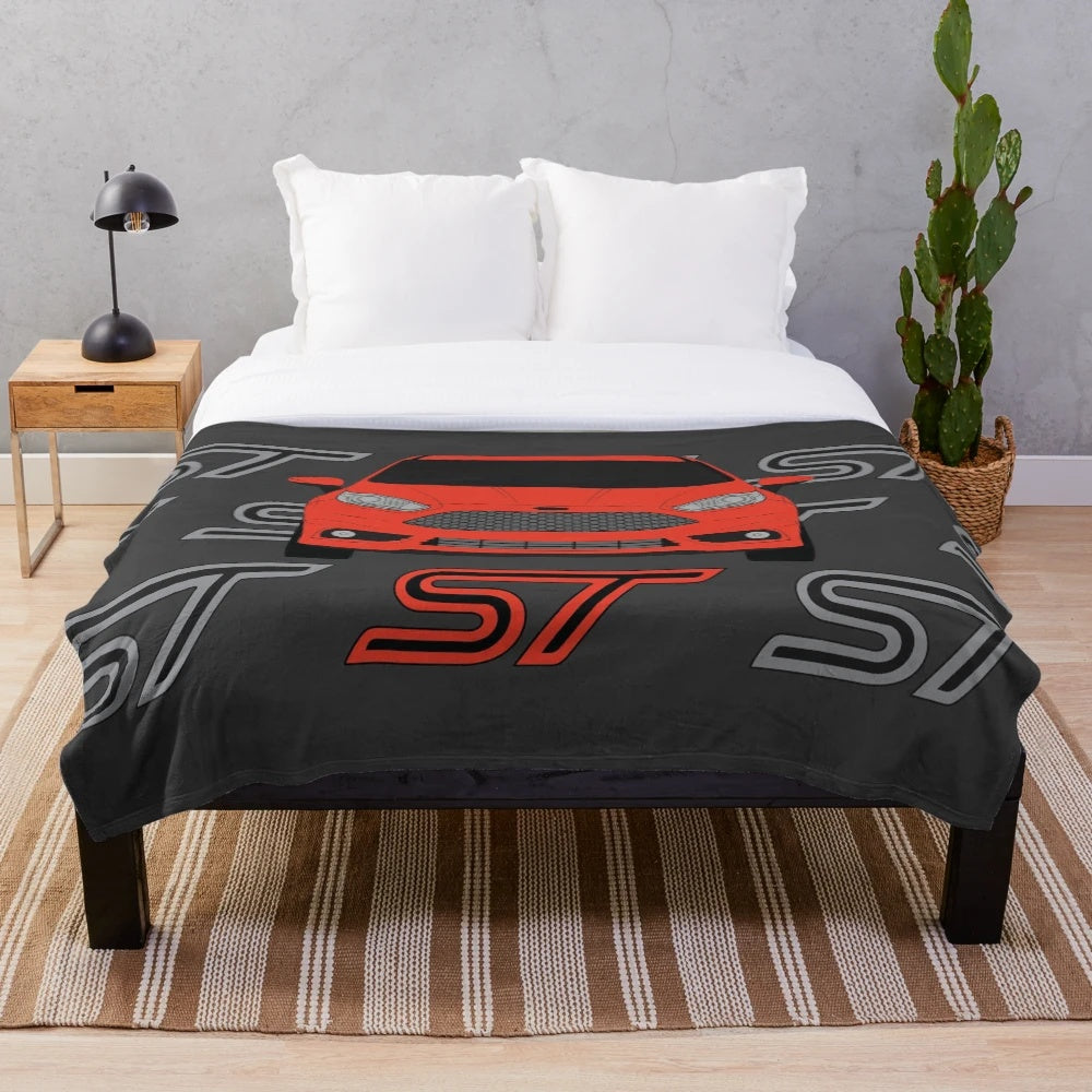 Fiesta ST inspired plush blanket for car enthusiasts