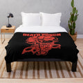 Five Finger Death Punch Inspired Plush Blanket with Skull and Knuckle Design