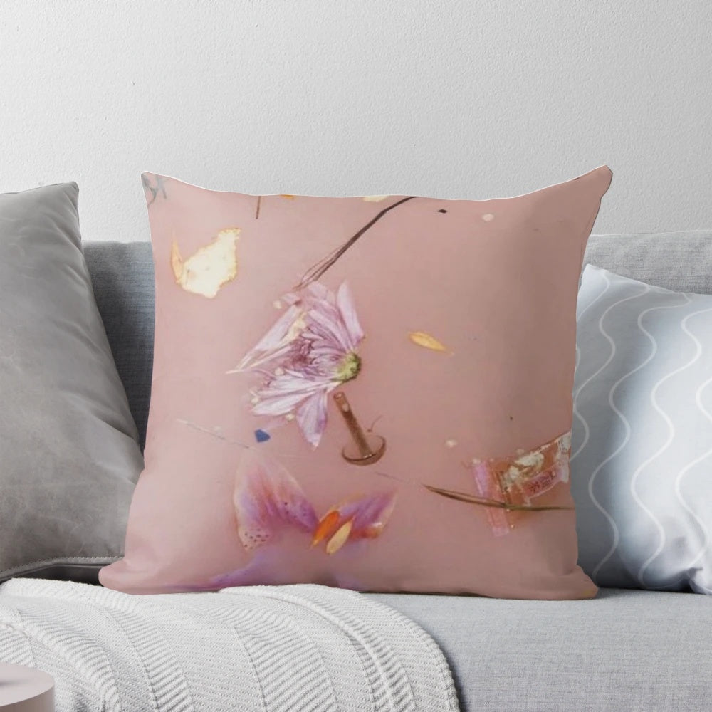 Vibrant floral pattern decorative pillow with Harry Styles and One Direction themes