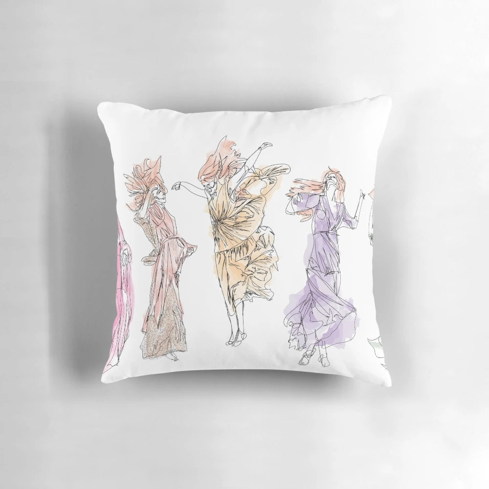 Vibrant pillow featuring an image of Florence Welch, the lead singer of Florence and the Machine