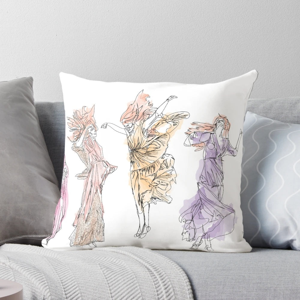 Vibrant pillow featuring an image of Florence Welch, the lead singer of Florence and the Machine