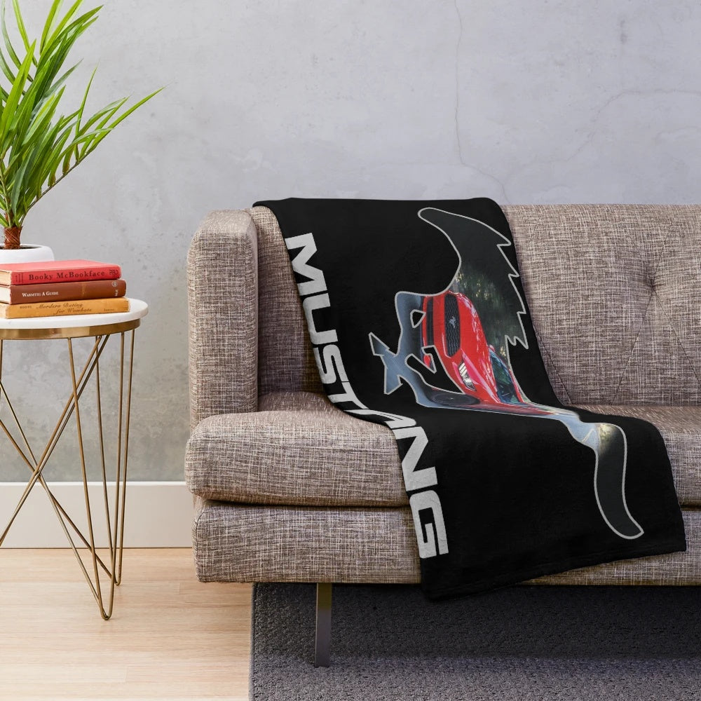 Ford Mustang logo design plush blanket