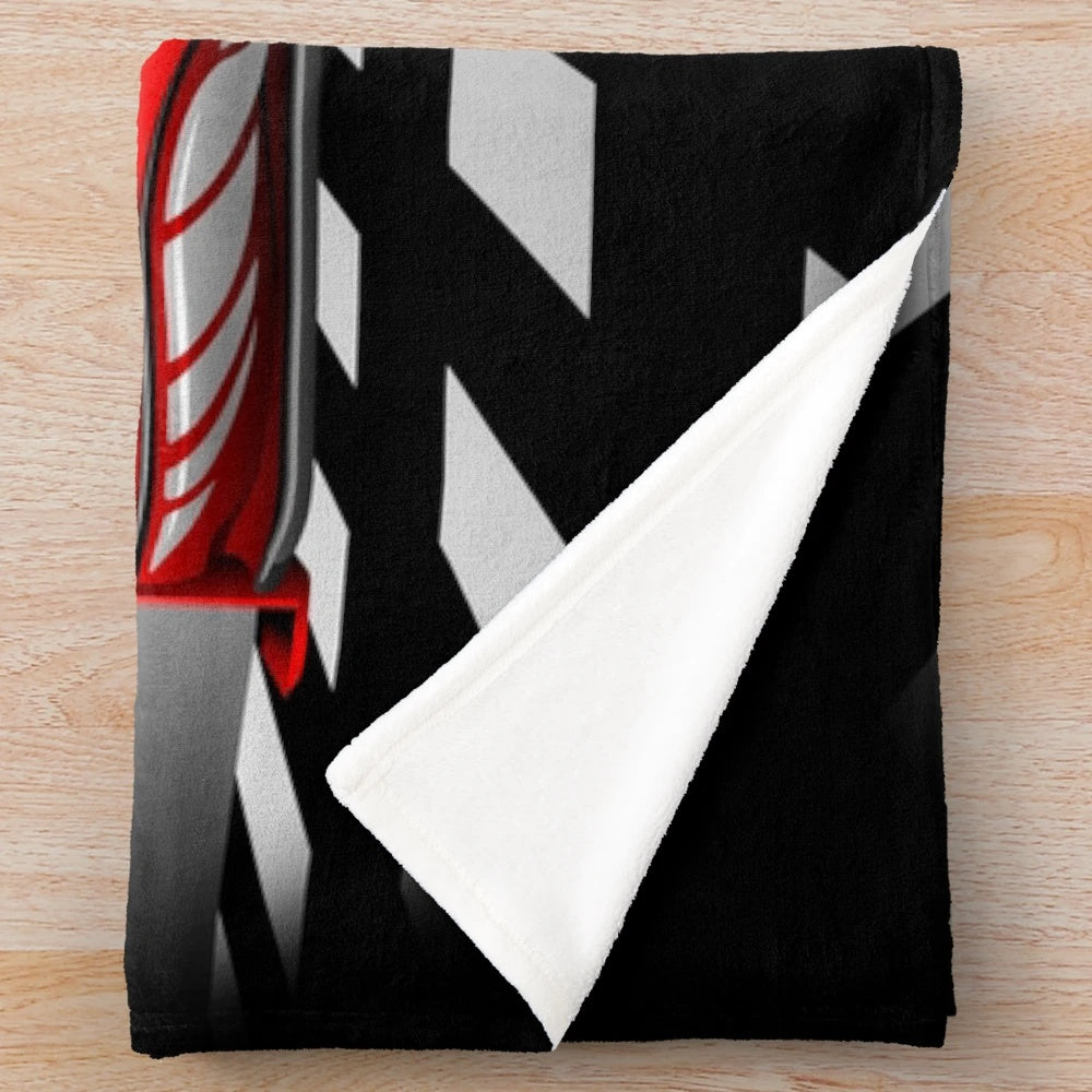 Formula 1 racing inspired red race car plush blanket