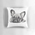 A vibrant, high-quality pillow featuring an artistic depiction of a French Bulldog.