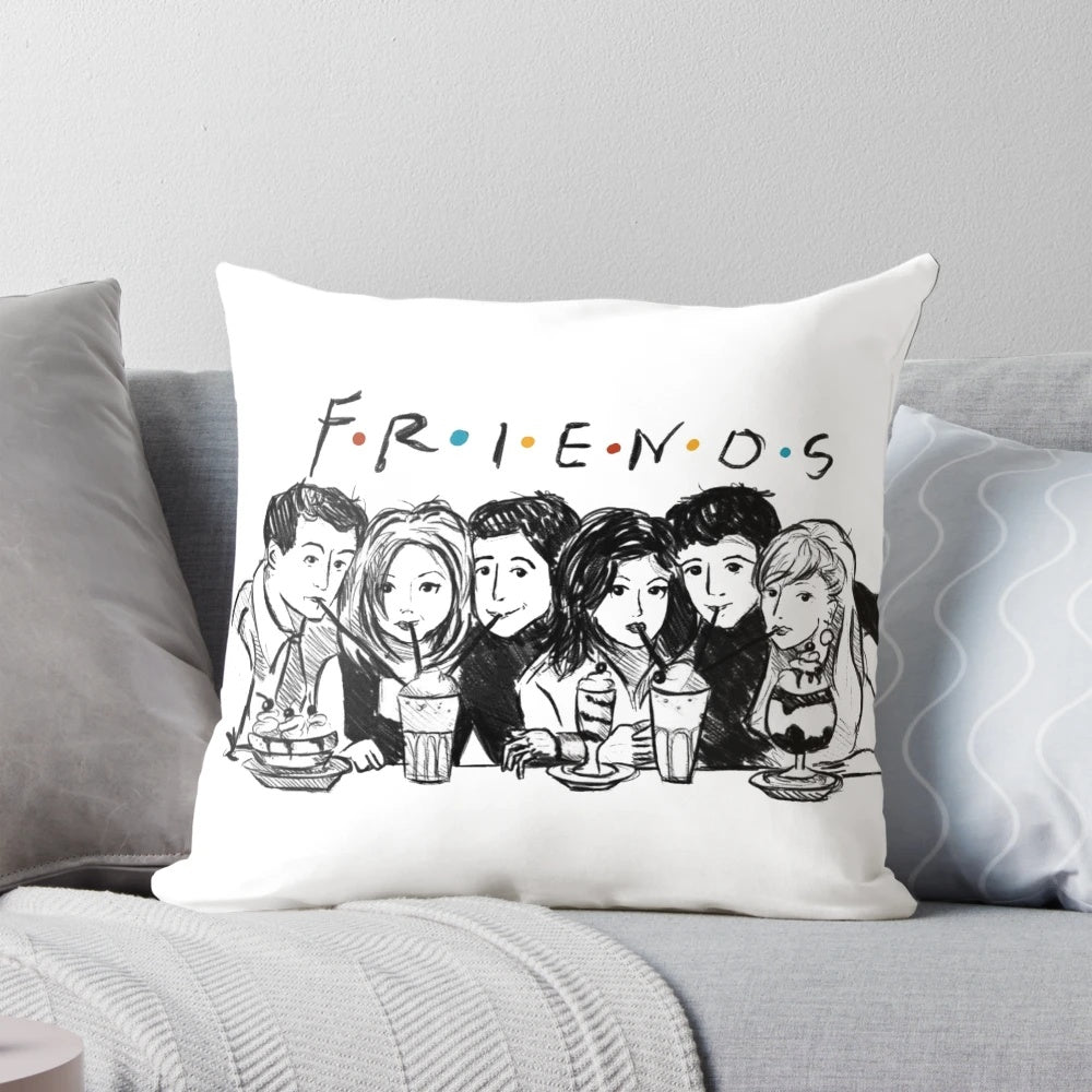 Colorful and playful Friends TV series-inspired pillow cover