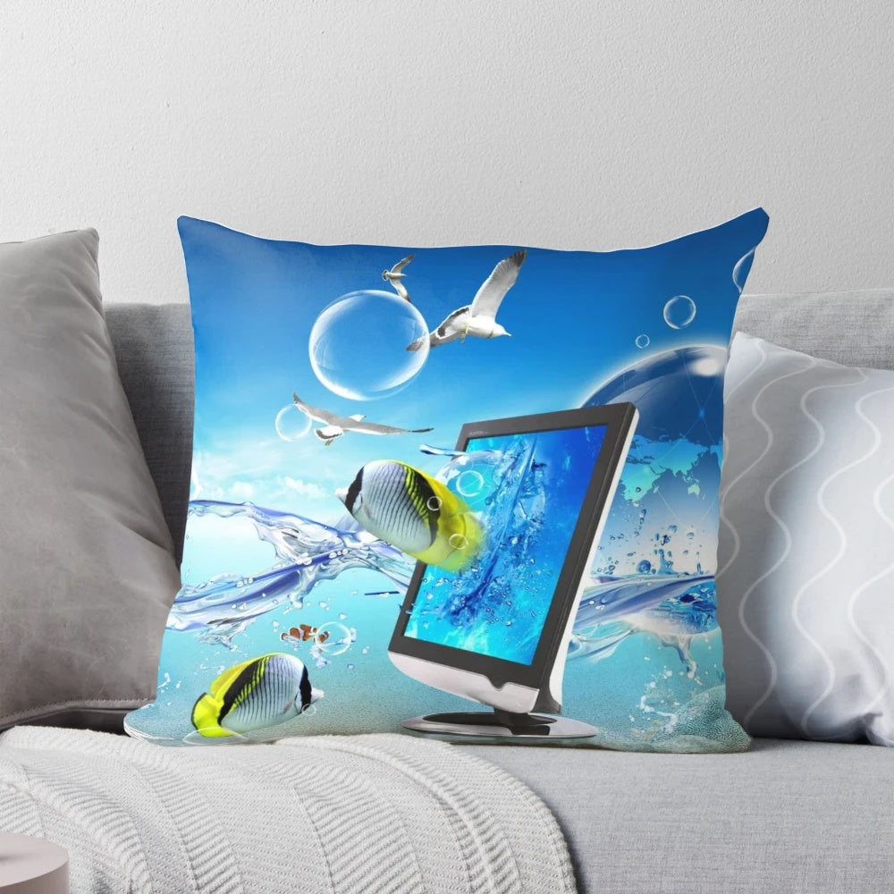 Frutiger Aero Aesthetic Pillow - A Sleek and Comfortable Designer Accent Piece