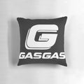 Gas Gas motorcycle-themed decorative pillow with plush fabric and vibrant design