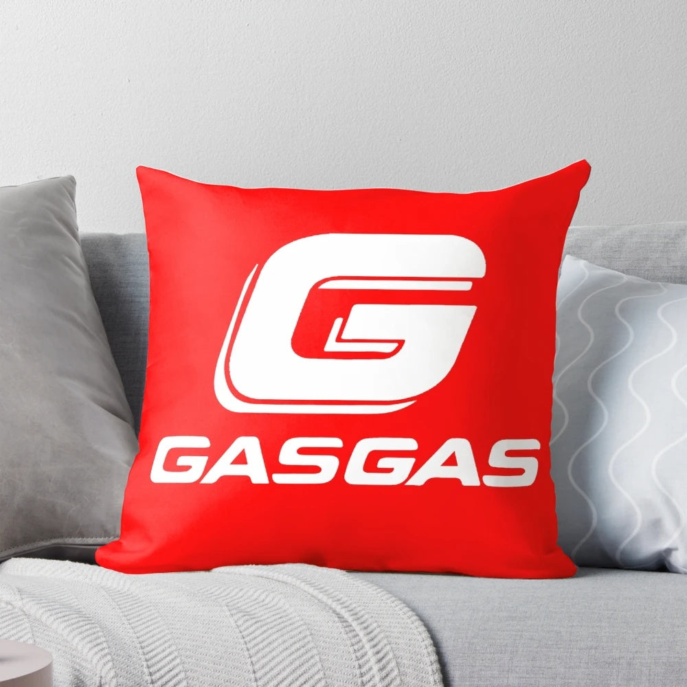 Gasgas-inspired motorcycle pillow with the iconic gasgas logo and symbol