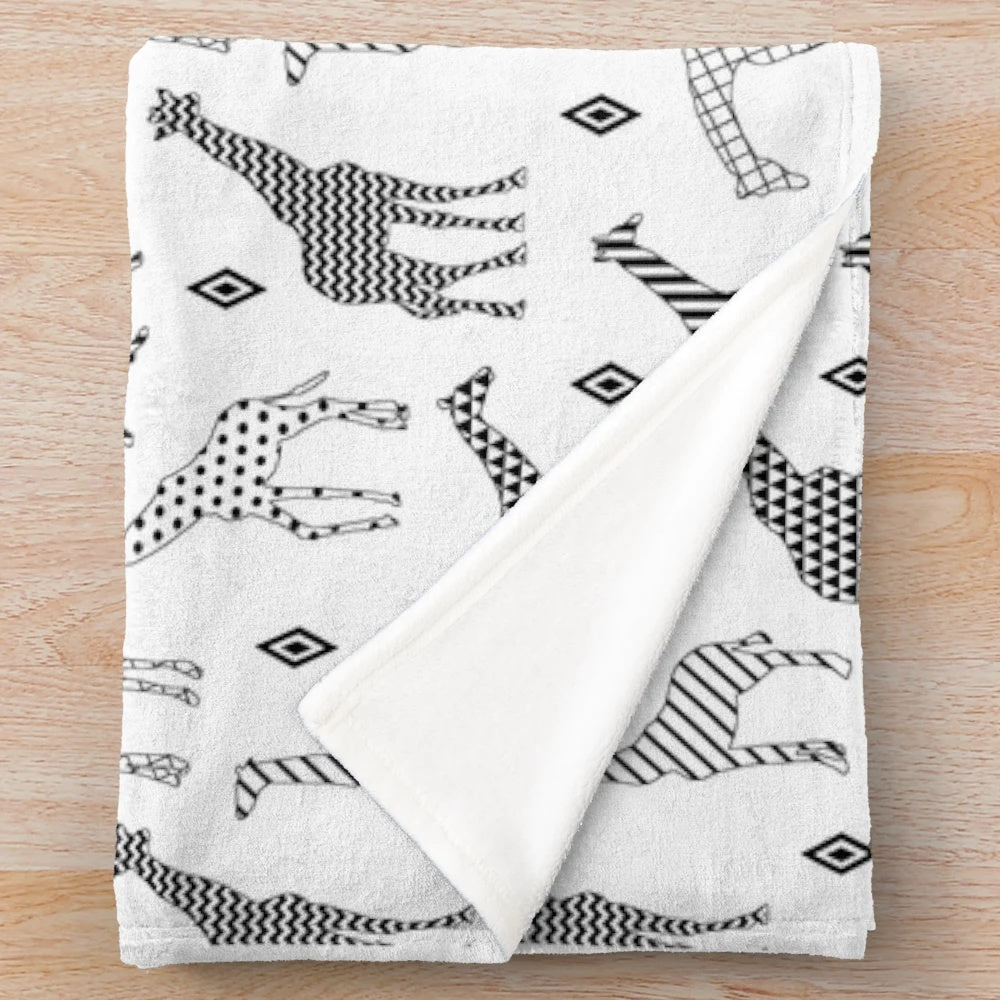 Geometric Giraffe Plush Throw Blanket