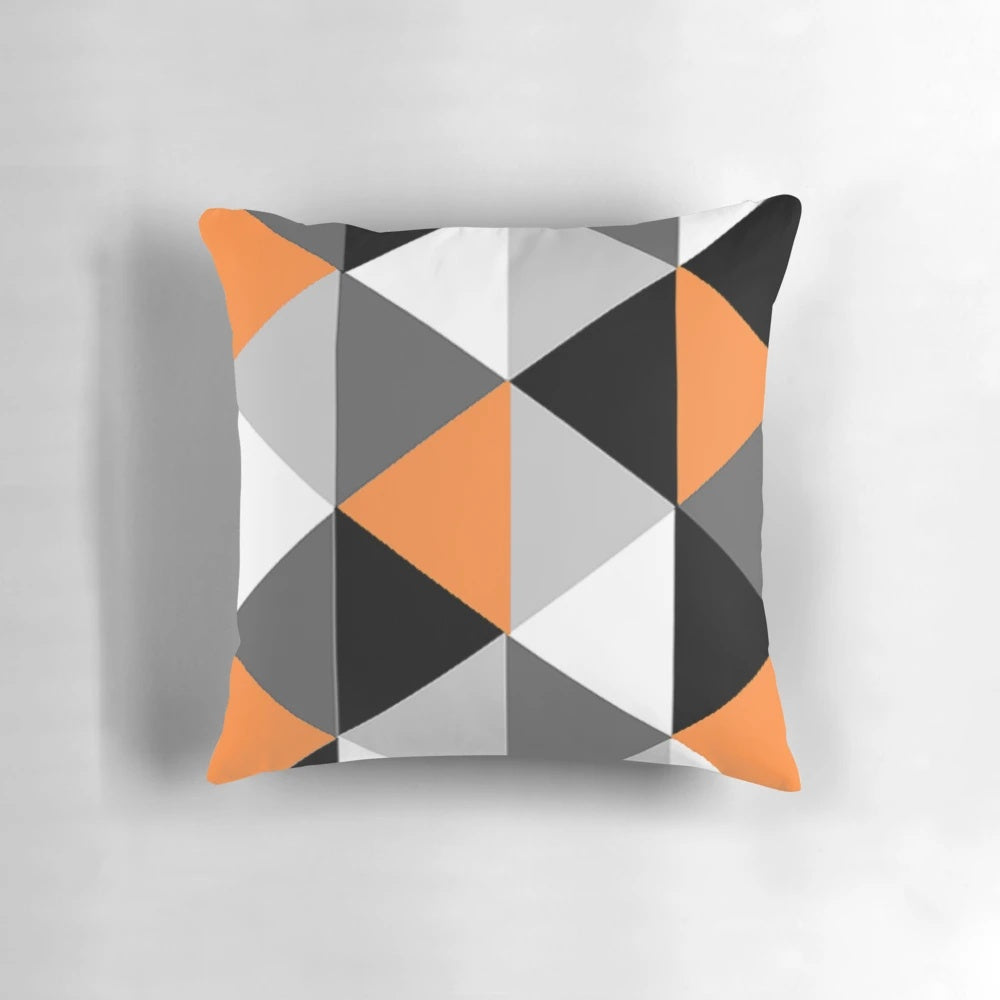Multicolored geometric pattern decorative throw pillow