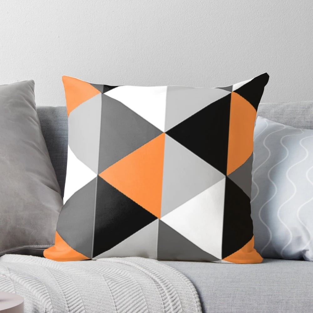 Multicolored geometric pattern decorative throw pillow
