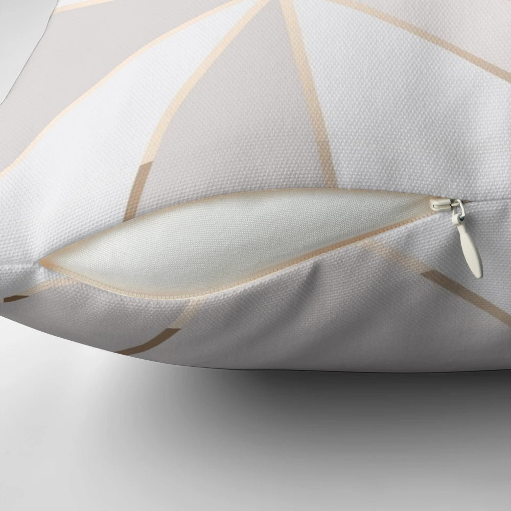 Geometric pink and gray decorative throw pillow