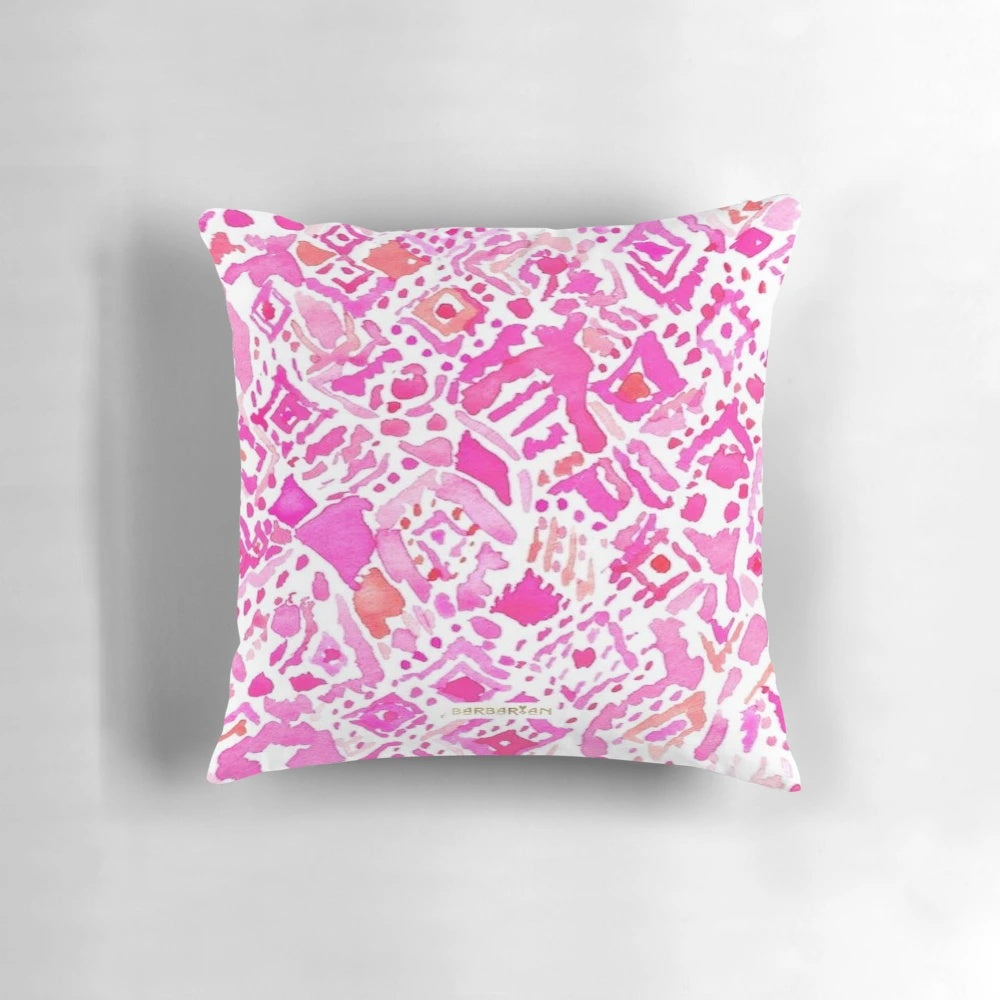Fashionable geometric pattern pink pillow for trendy home styling