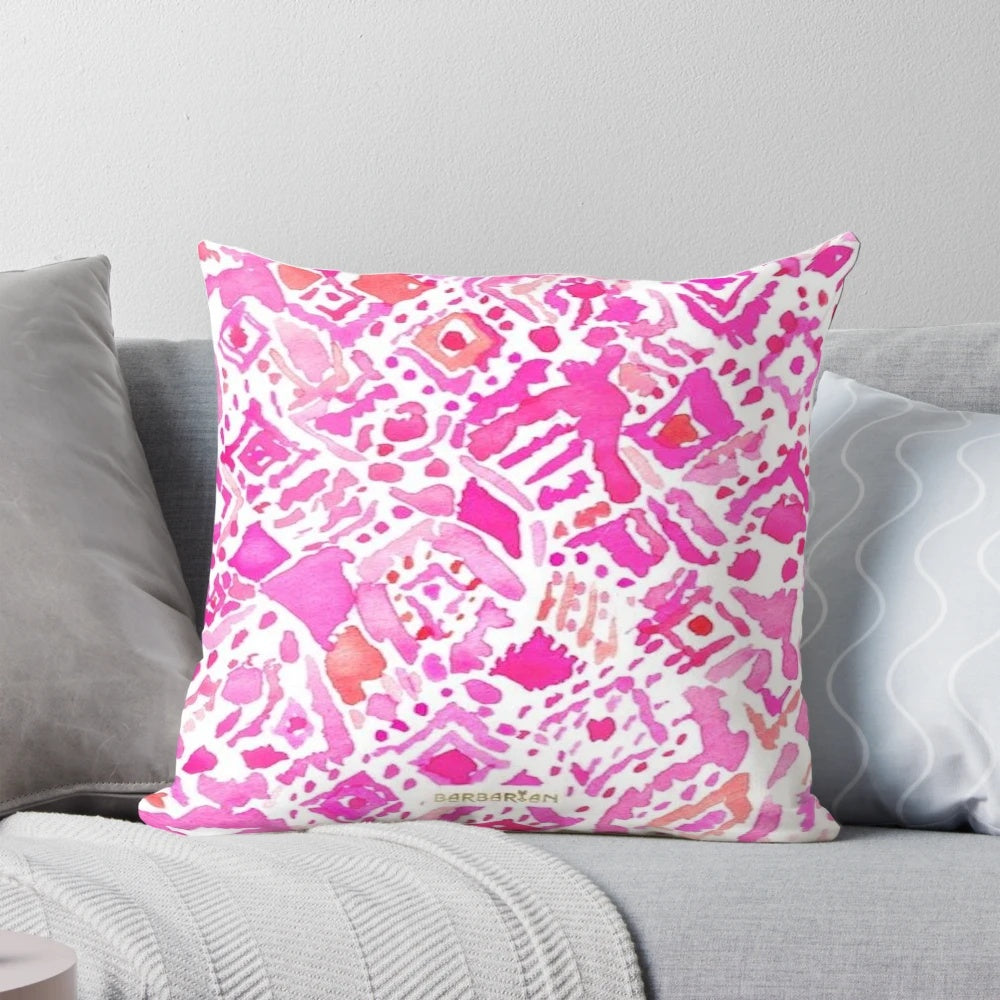Fashionable geometric pattern pink pillow for trendy home styling