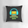 Geometry Dash inspired throw pillow with geometric patterns