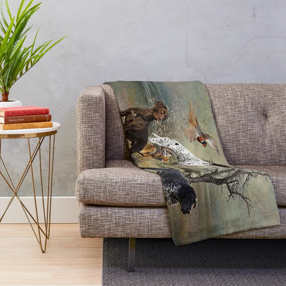 Cozy plush blanket featuring a German Shorthaired Pointer, a versatile hunting dog breed