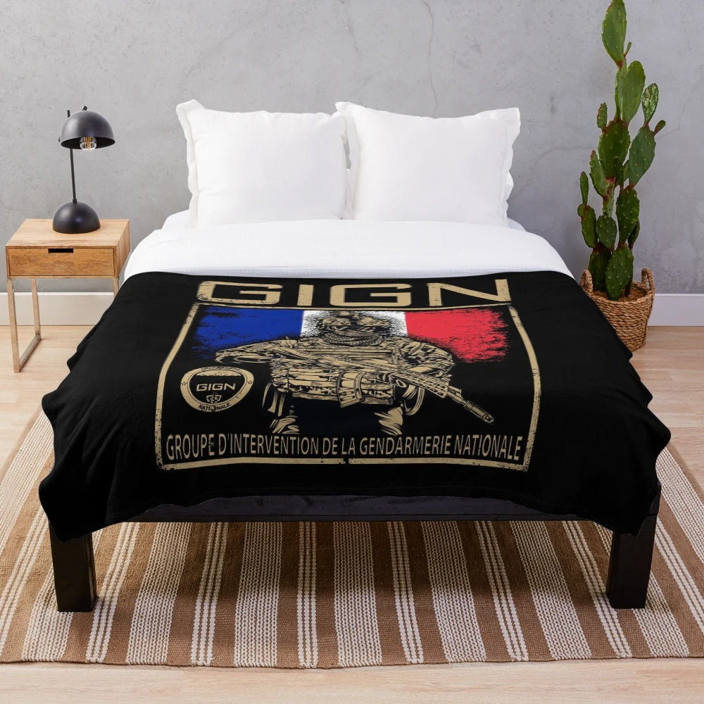 GIGN Inspired Plush Blanket for Military Enthusiasts and Gamers