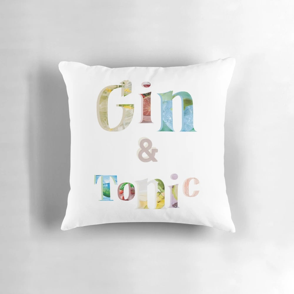 Gin and Tonic Themed Decorative Pillow for Home and Bar