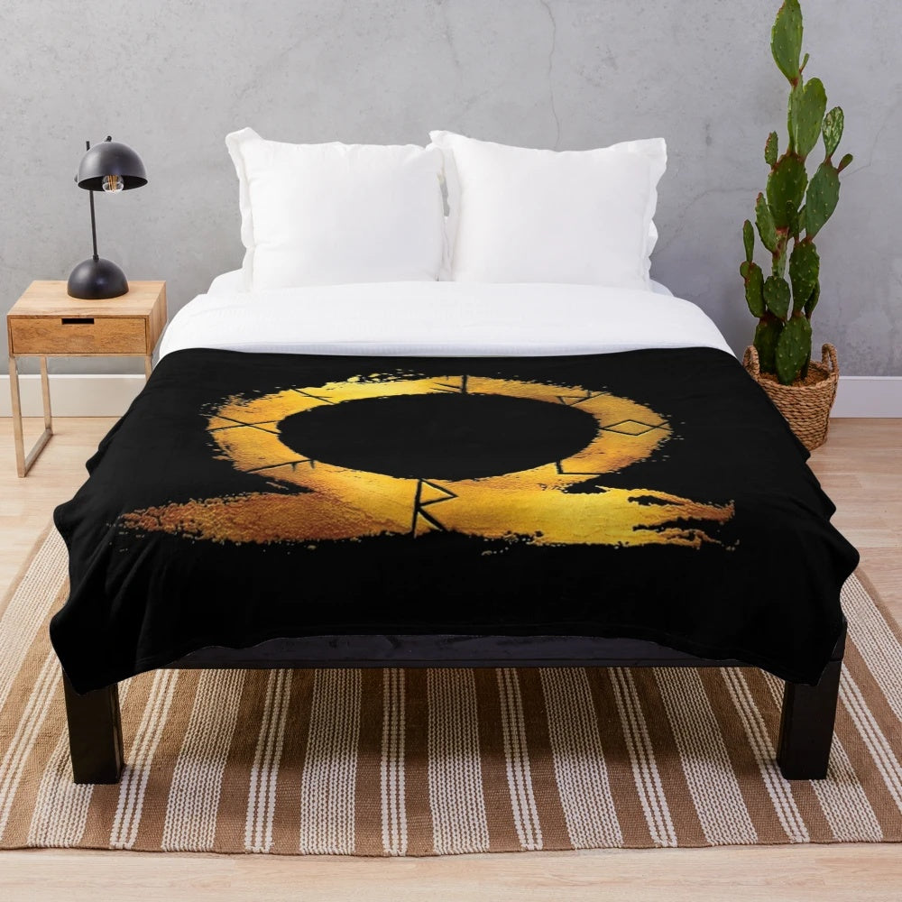 God of War Ragnarok Plush Blanket with Golden Logo