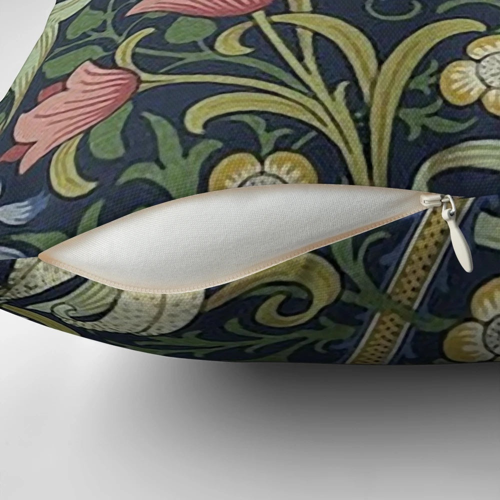 Decorative pillow featuring the iconic Golden Lily pattern by designer William Morris