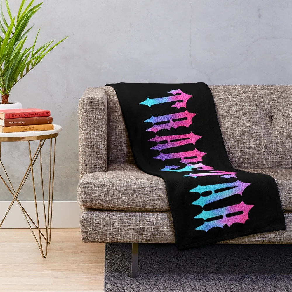 Plush blanket with a graphic print design