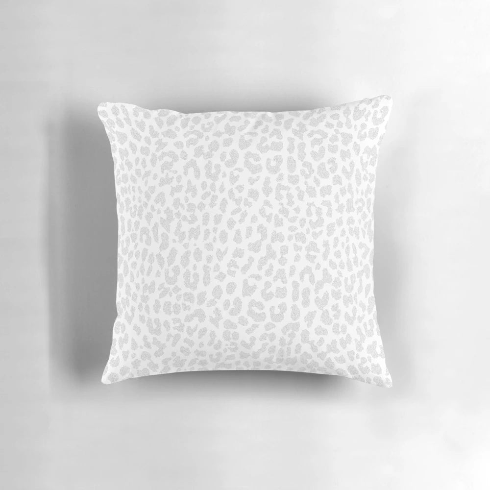 Gray and white leopard print decorative throw pillow