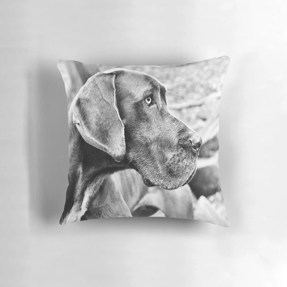 Decorative throw pillow featuring a stylized image of a Great Dane dog breed.