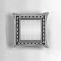 Greek key pattern decorative pillow in black, white, and gray