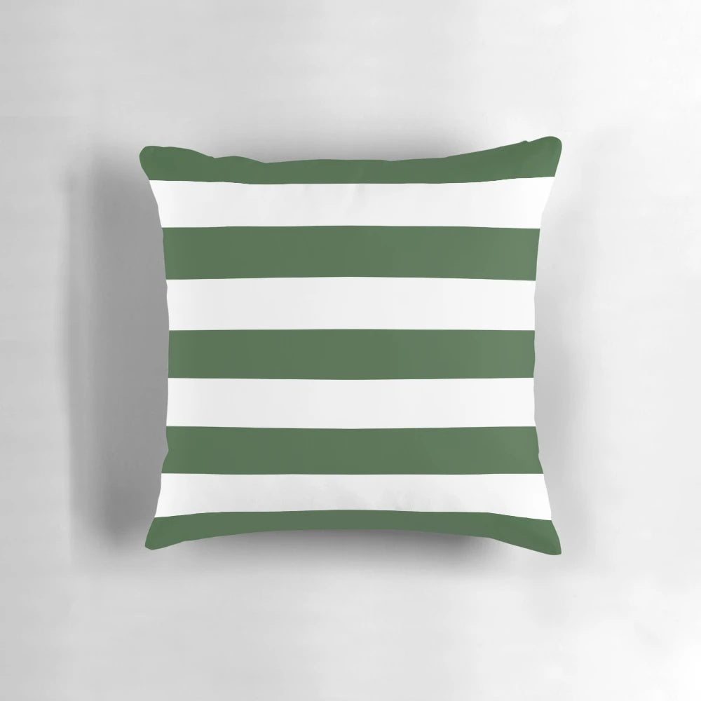 Green and white striped minimalist design pillow