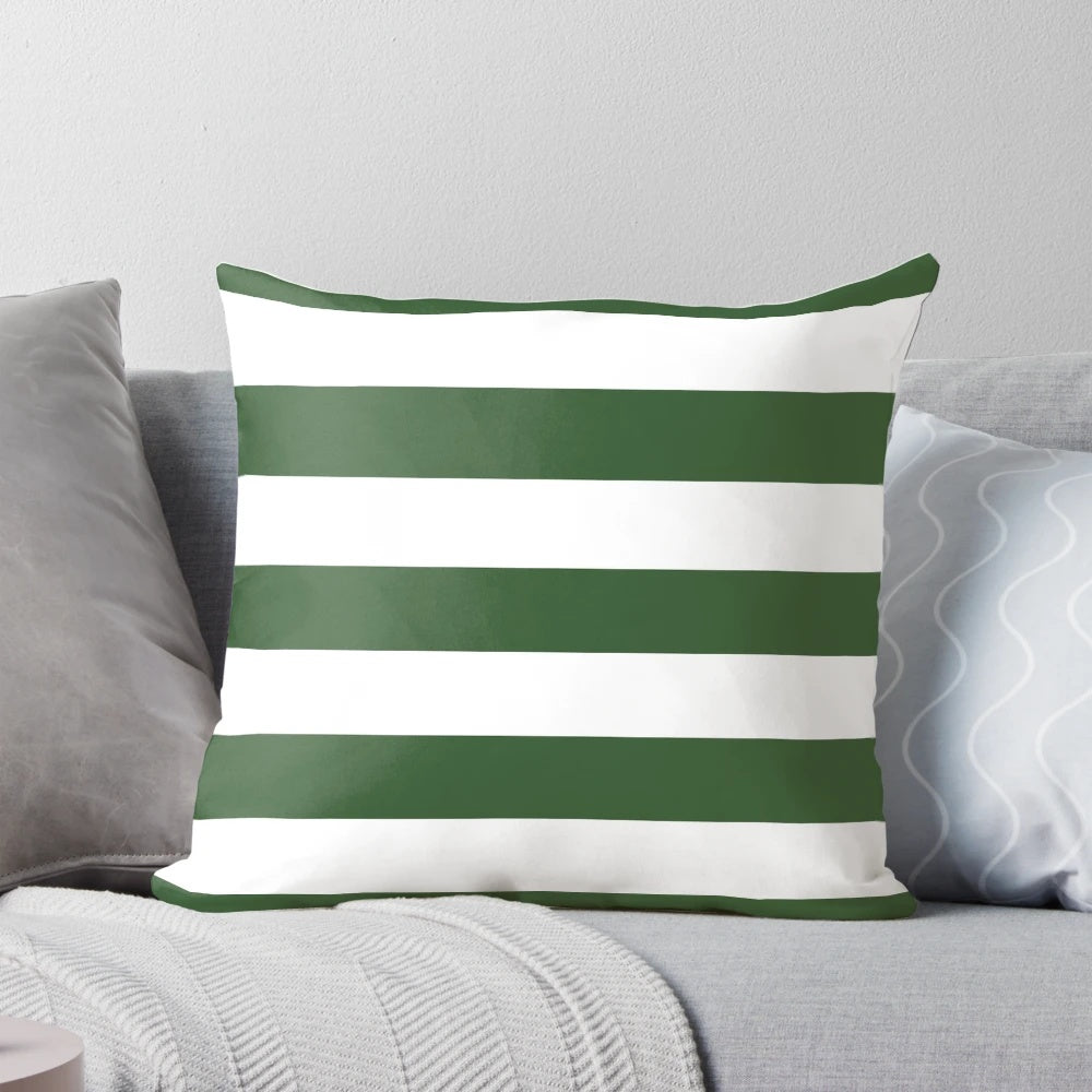 Green and white striped minimalist design pillow