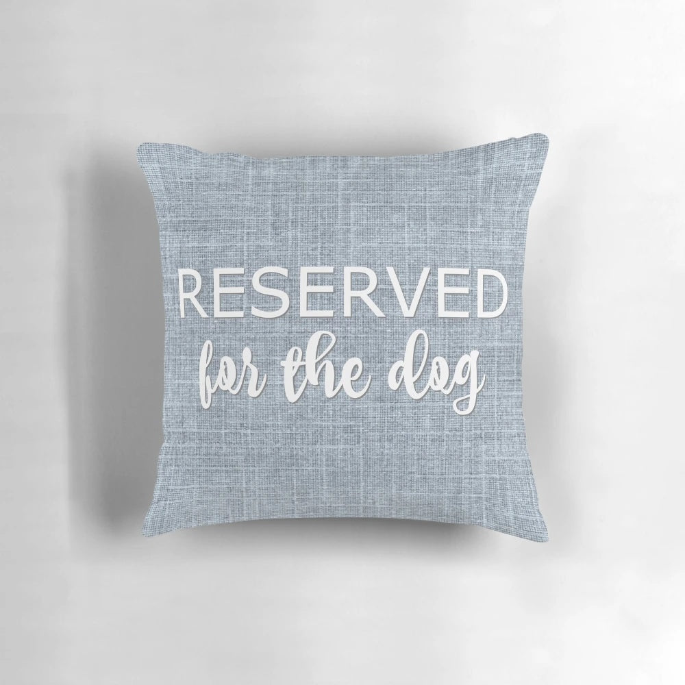 Decorative dog-themed pillow in grey and white colors
